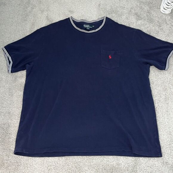 Polo by Ralph Lauren Big Man Pocket Red Pony Mens T shirt 3XB Blue White Trim - Picture 2 of 4
